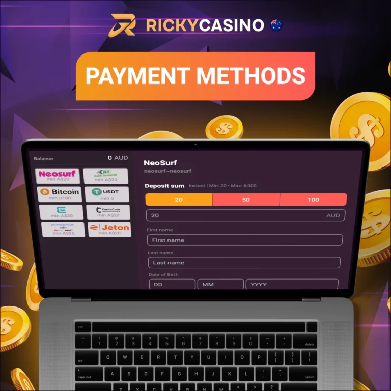 Ricky Casino payment methods overview