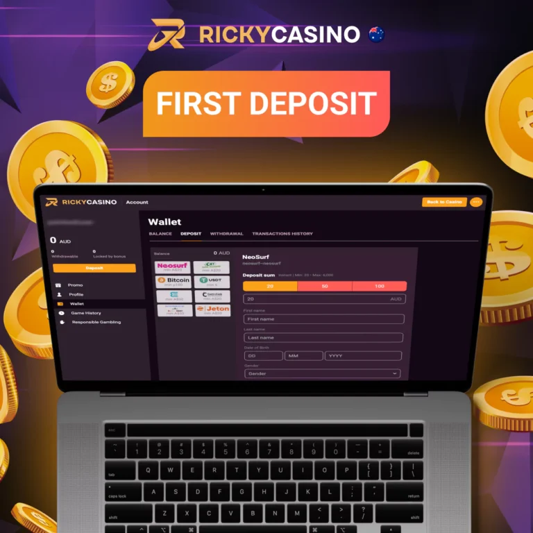 Ricky Casino first deposit on platform